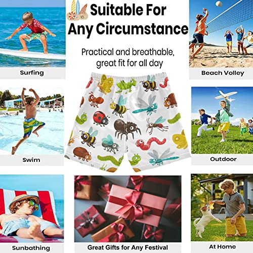 visesunny Summer Boy's Beach Shorts Cartoon Butterfly Dragonfly Bug Quick Dry Soft Drawsting Swim Trunks Baby Boy Bathing Suit with Pockets2