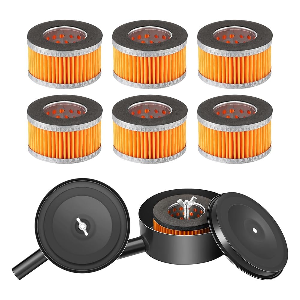 Vjsujehgy Yellow 2 Pcs Air Compressor- With 6 Pcs Air Compressor Intake Filter Elements, Sound Muffler Accessories