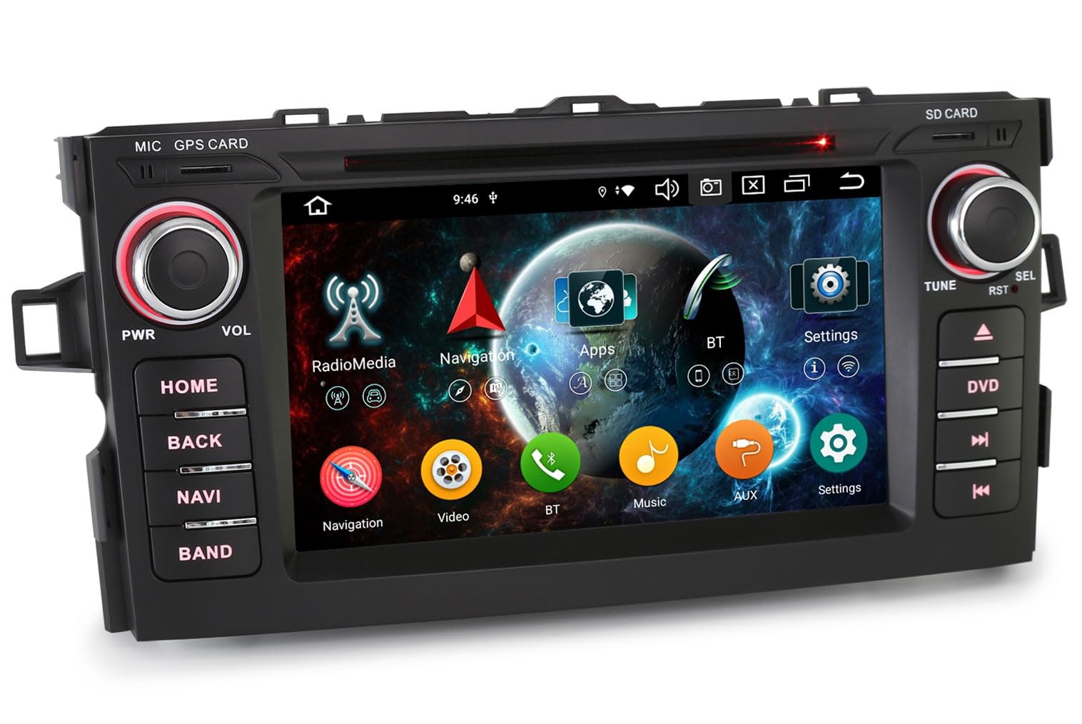 Android 16 Radio Coche Estéreo Bluetooth GPS Navegador para Toyota Auris E15, Wireless Carplay& Android Auto DSP Bluetooth A2DP WiFi Dab+ Pantalla táctil FM Radio 4GB+64GB