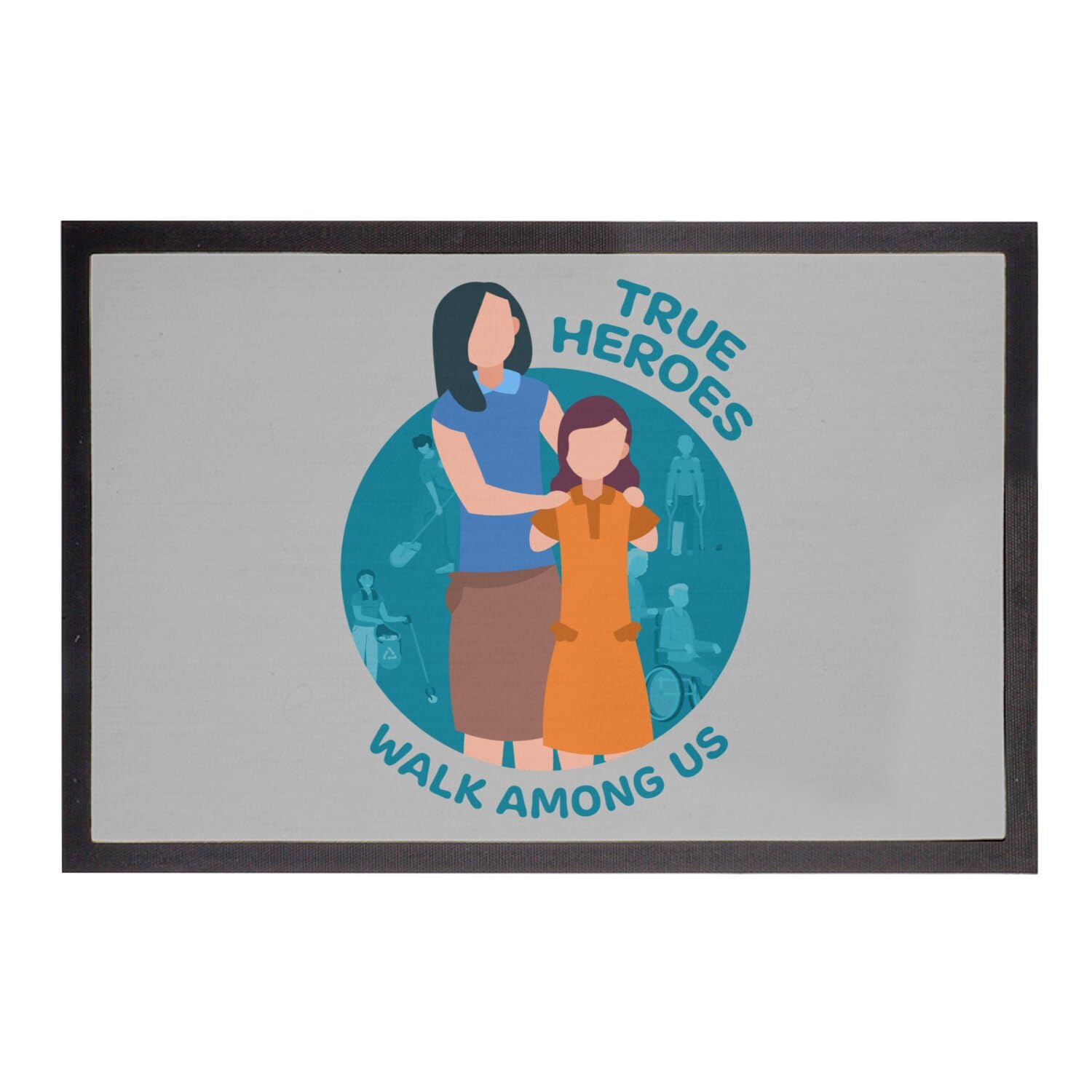 Paillasson gris anti saleté 60x40cm tapis True Heroes pour entrée de bureau
