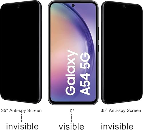 Miniatura 3 de Paquete de 2 protectores de pantalla de privacidad de vidrio templado antiespía de dureza 9H para Samsung Galaxy A54 5G (negro)