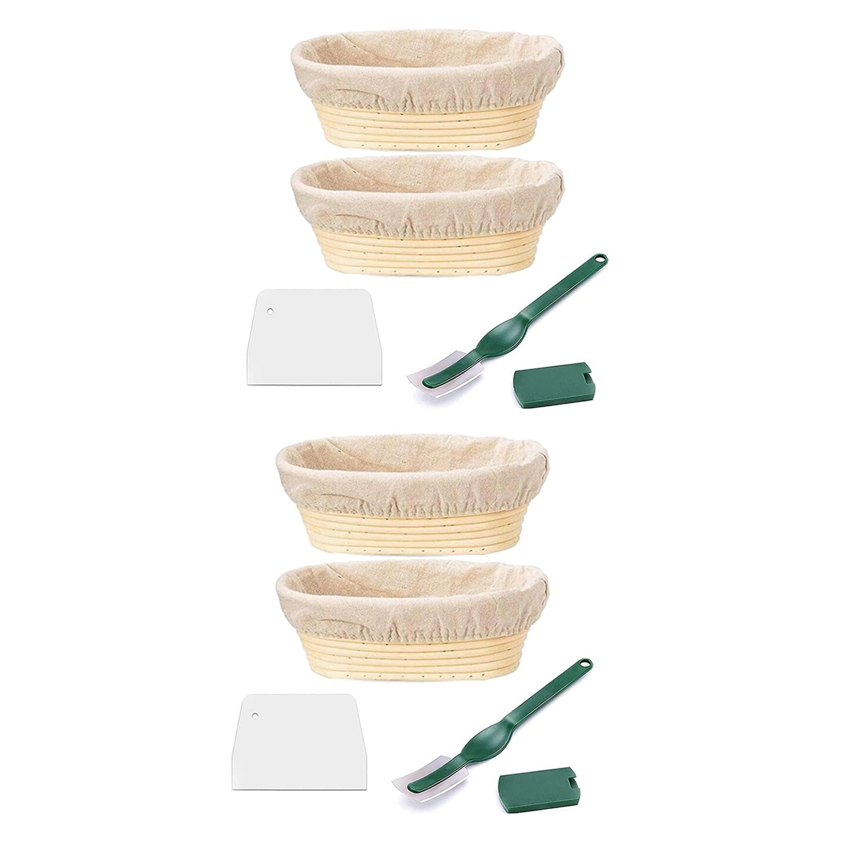 Hndhbfgrt 4X Banneton Bread Proofing Baskets - Round Banneton Sourdough Proving Baskets Natural Rattan Proofing Bread Basket Tools