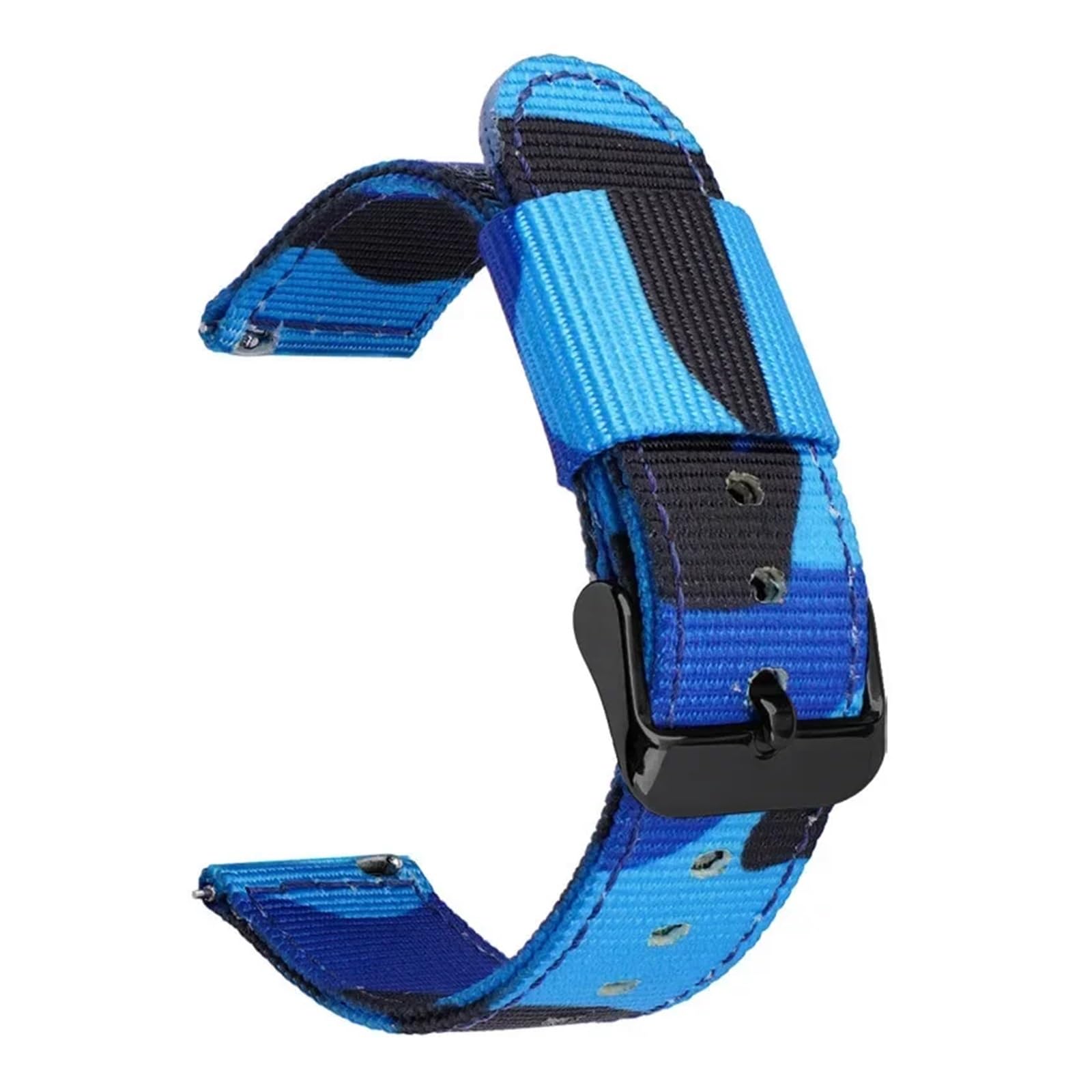 1 szt. Pasek w kamuflażu 18 mm 20 22 24 Uniwersalny pasek sportowy wodoodporny do inteligentnego zegarka(Blue Camo02,18mm)