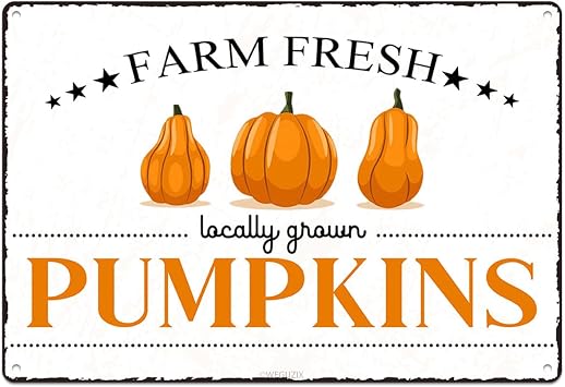 Vintage Pumpkins Metal Signs Wall Decor Funny Vegetables Art Poster Decorative for Home Farmhouse Kitchen Garden Cafe Bar Farm Porch Fence Yard 12X8 Inch Aluminium Hanging Plaque