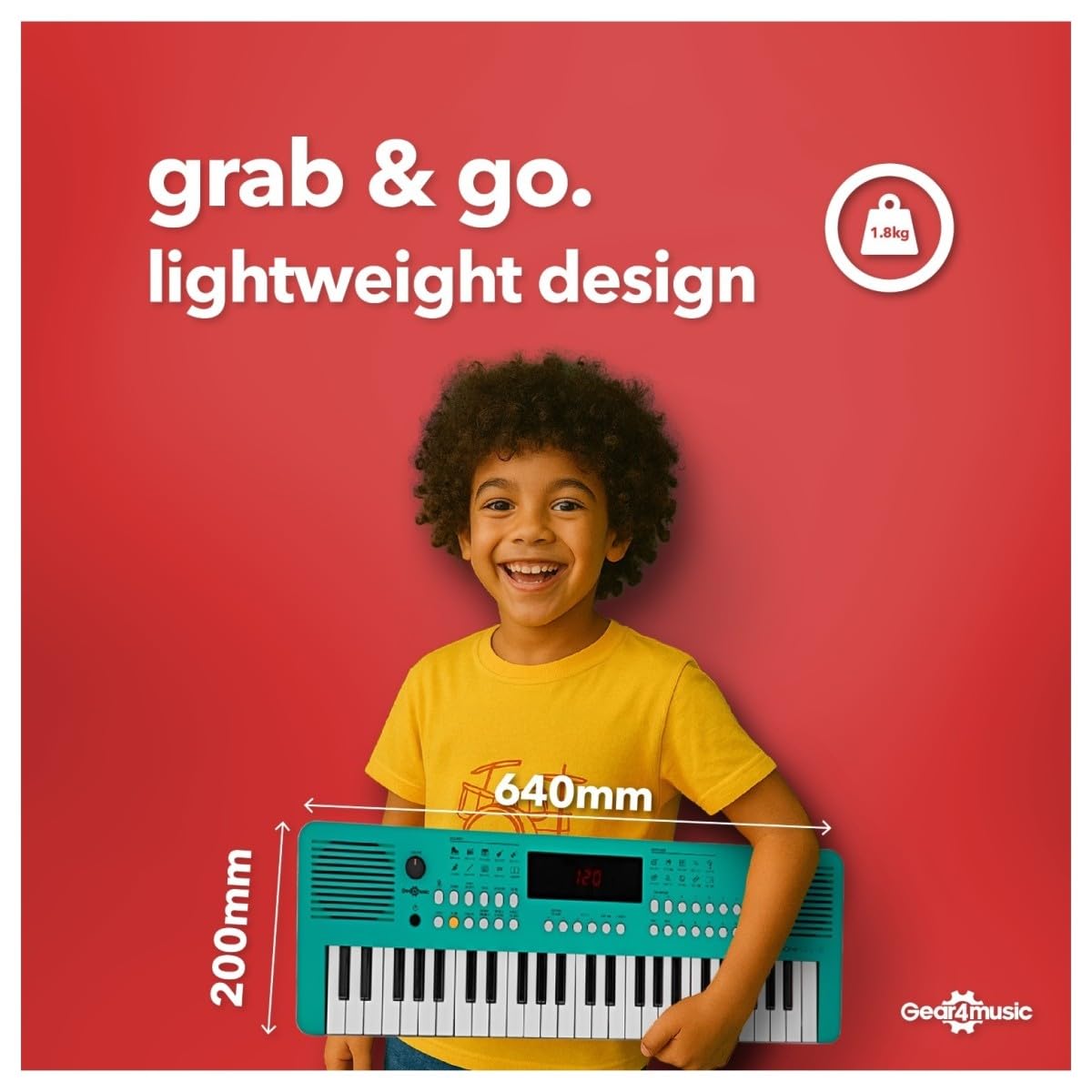 VISIONKEY-2 Tragbares MIDI-Keyboard Piano mit 49 Tasten, e-Piano, grün | Für Anfänger und Musikbegeisterte, 49 Minitasten, 300 Sounds und Rhythmen, USB-MIDI, Kopfhöreranschluss, Batterie oder USB