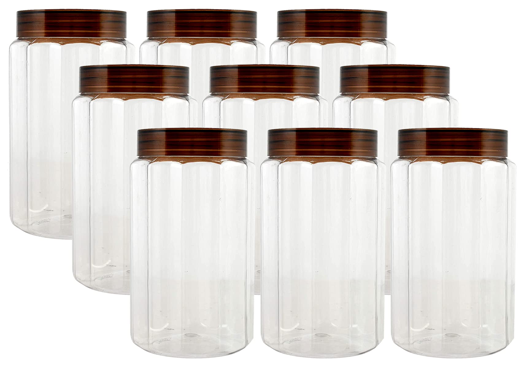 Kuber Industries Food Grade Odourless BPA Free Plastic Kitchen Container Set with Airtight Lid,1800ml, Set of 9 (Brown)-HS42KUBMART25078