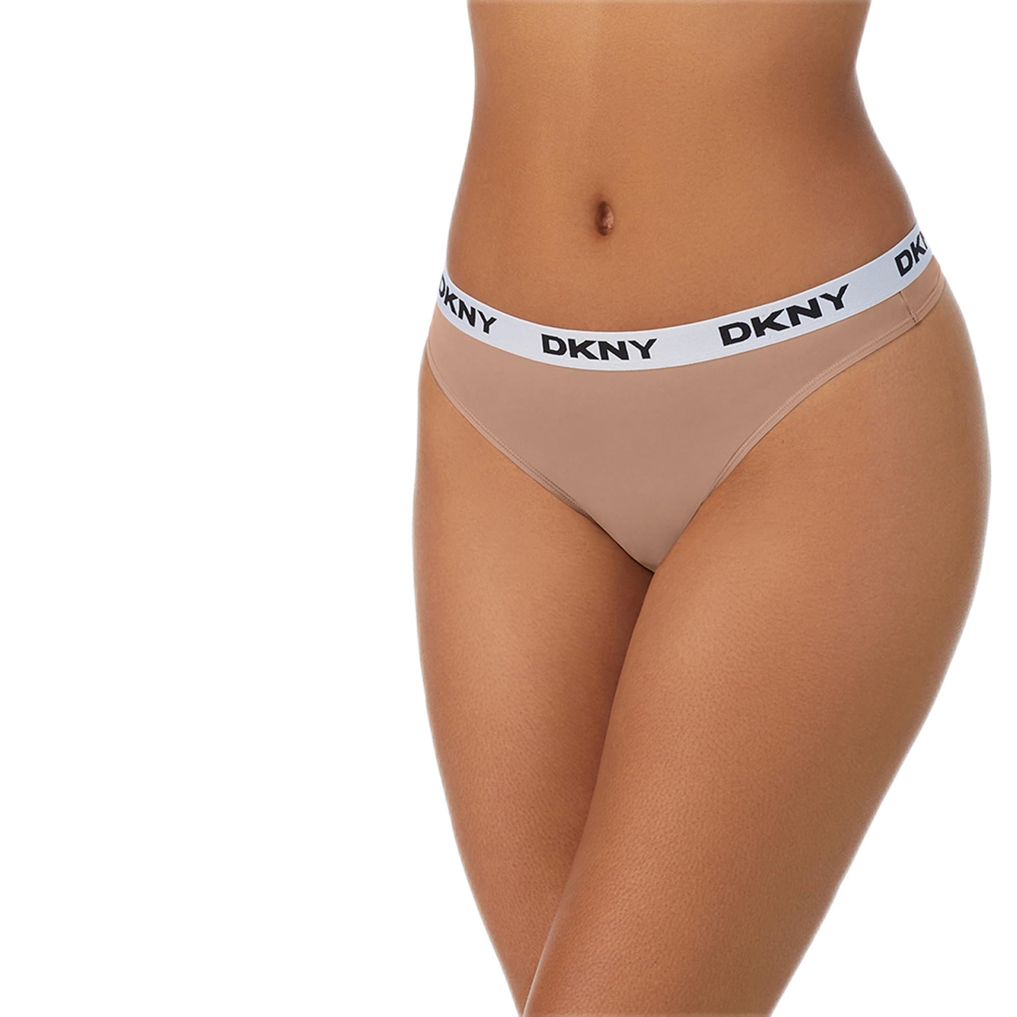 DKNY womens Microfiber Contrast Logo Thong