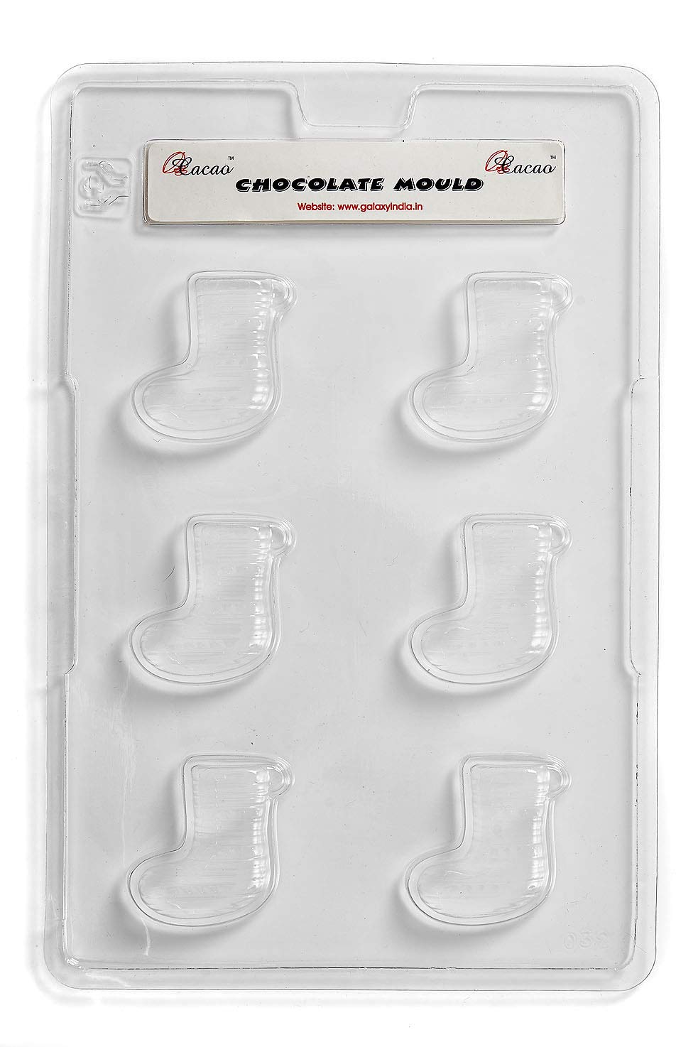 Moule à chocolat chaussette de Noël 6 cavités pour confiserie et biscuit festif