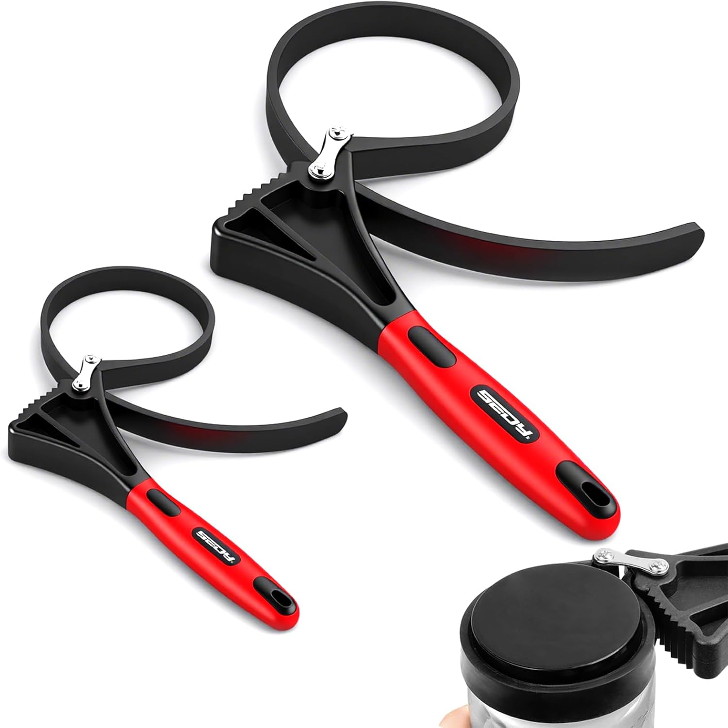 2-Piece Rubber Strap Adjustable Wrench Set Diameter 4″ and 6″, Oil Filter Pipe Jar Opener Strong Grip Plumbers Universal Spanner for Drain Sewer Cap Sink Pliers Nut Shower Head Valve Removal