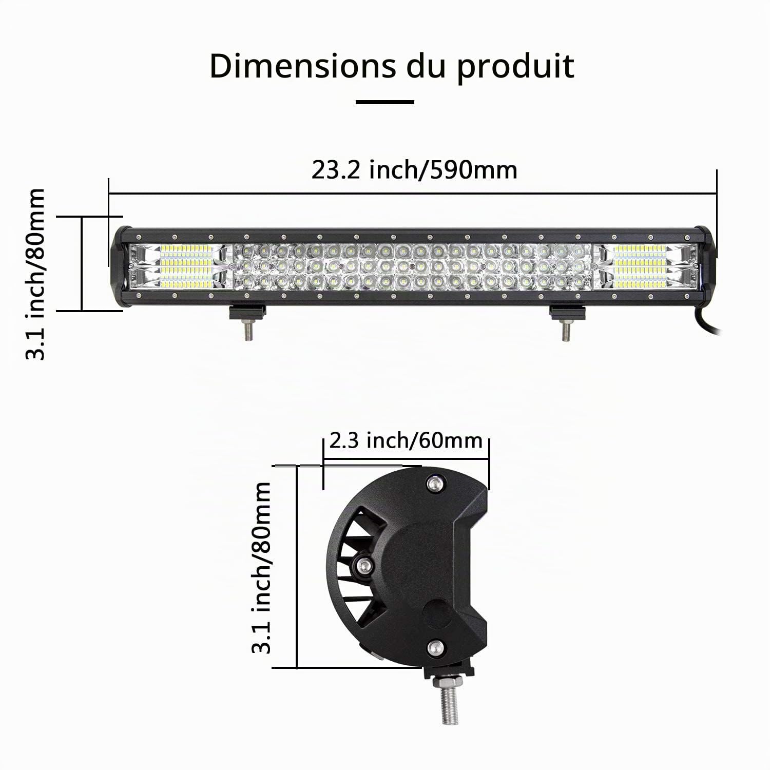 SKYWORLD 23 pouces 59cm 324W Barre Led 4x4 avec 12V Faisceau de Câblage Kit
