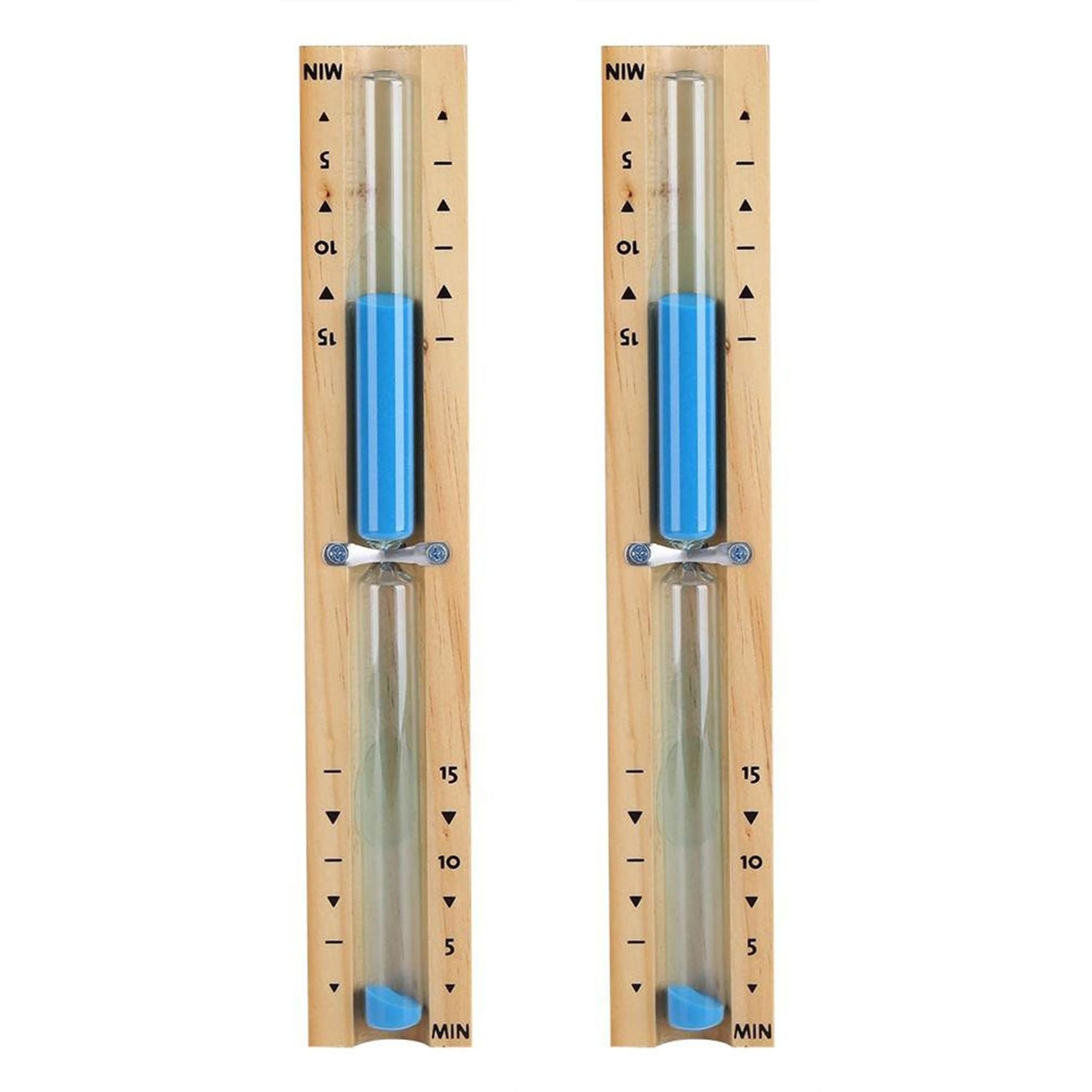 Hndhbfgrt 2X 15 Minute Timer Sauna Hourglass Wall Rotating Sand Timer Countdown Clock 15 Minute (Blue)