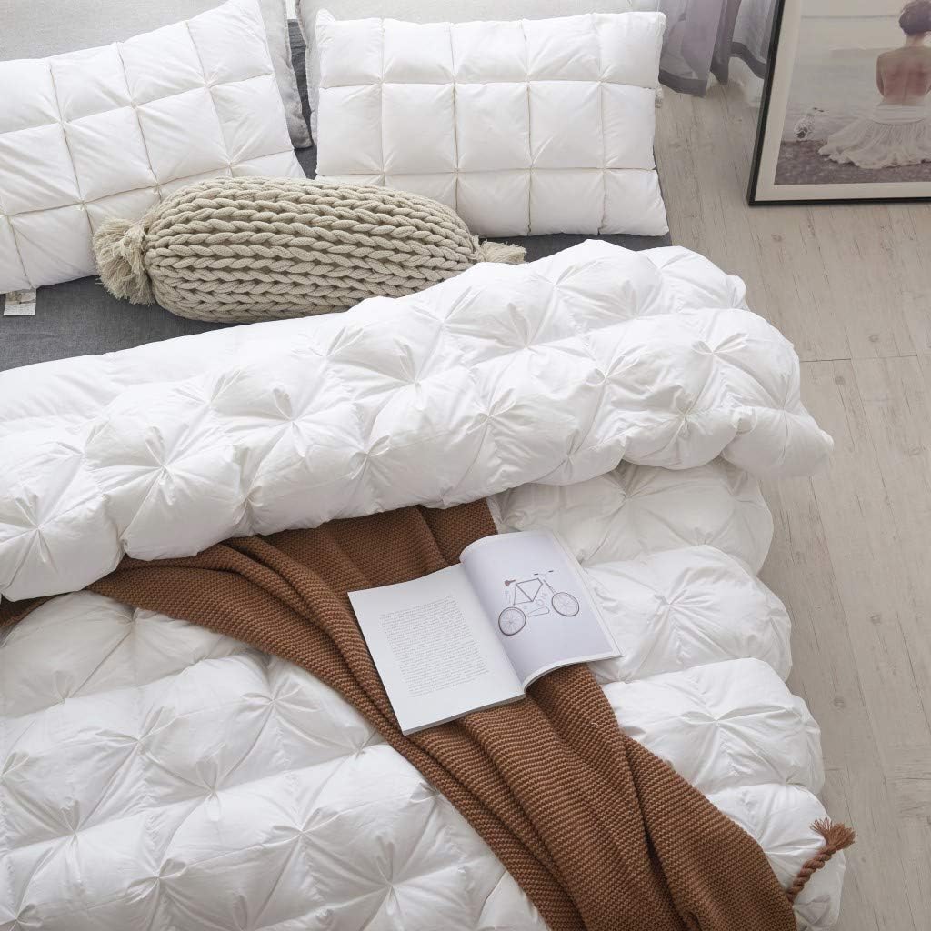 All Seasons Soft Arrow Pleated Goose Down Comforter, 1200 Thread Count 100% Egyptian Cotton Down Proof Fabric 750+ Fill Power,50 oz Fill Weight with Corner Tabs(King, White)
