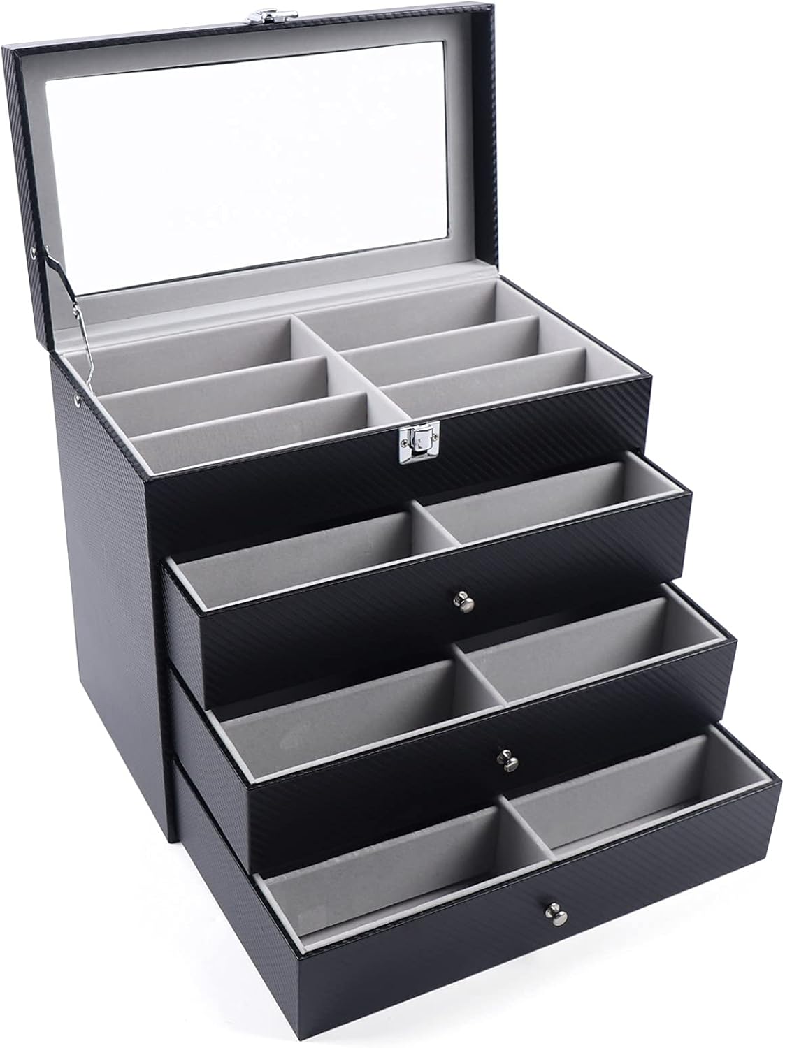 Eapmic 4 layer 24Slots Eyeglass Sunglass Storage Watch Box Eyewear Accessories Display Glasses Storage Case Organizer (4 layer 24 Slots)