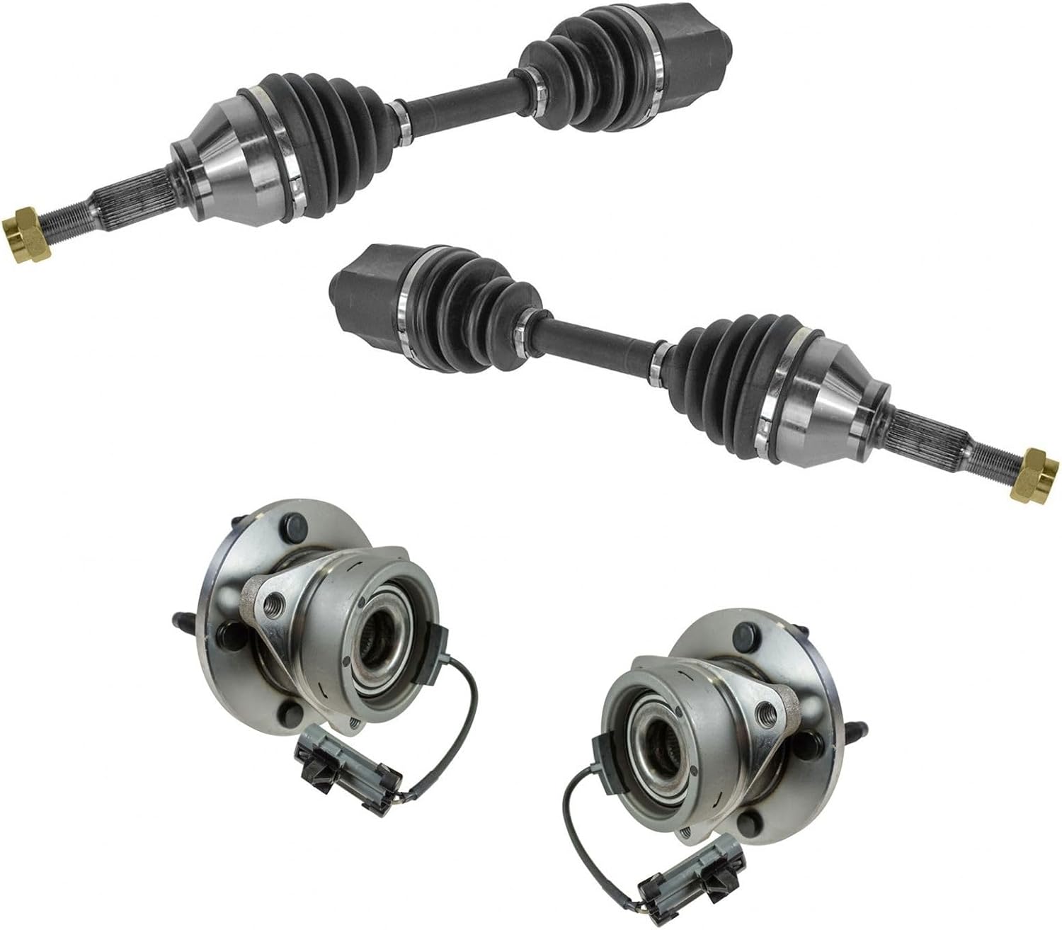 TRQ Front CV Axle Assemblies Wheel Bearing and Hub Assemblies 4 Piece Compatible with 2005-2010 Chevrolet Cobalt 2006-2011 HHR 2007-2009 Pontiac G5 2005-2007 Saturn Ion