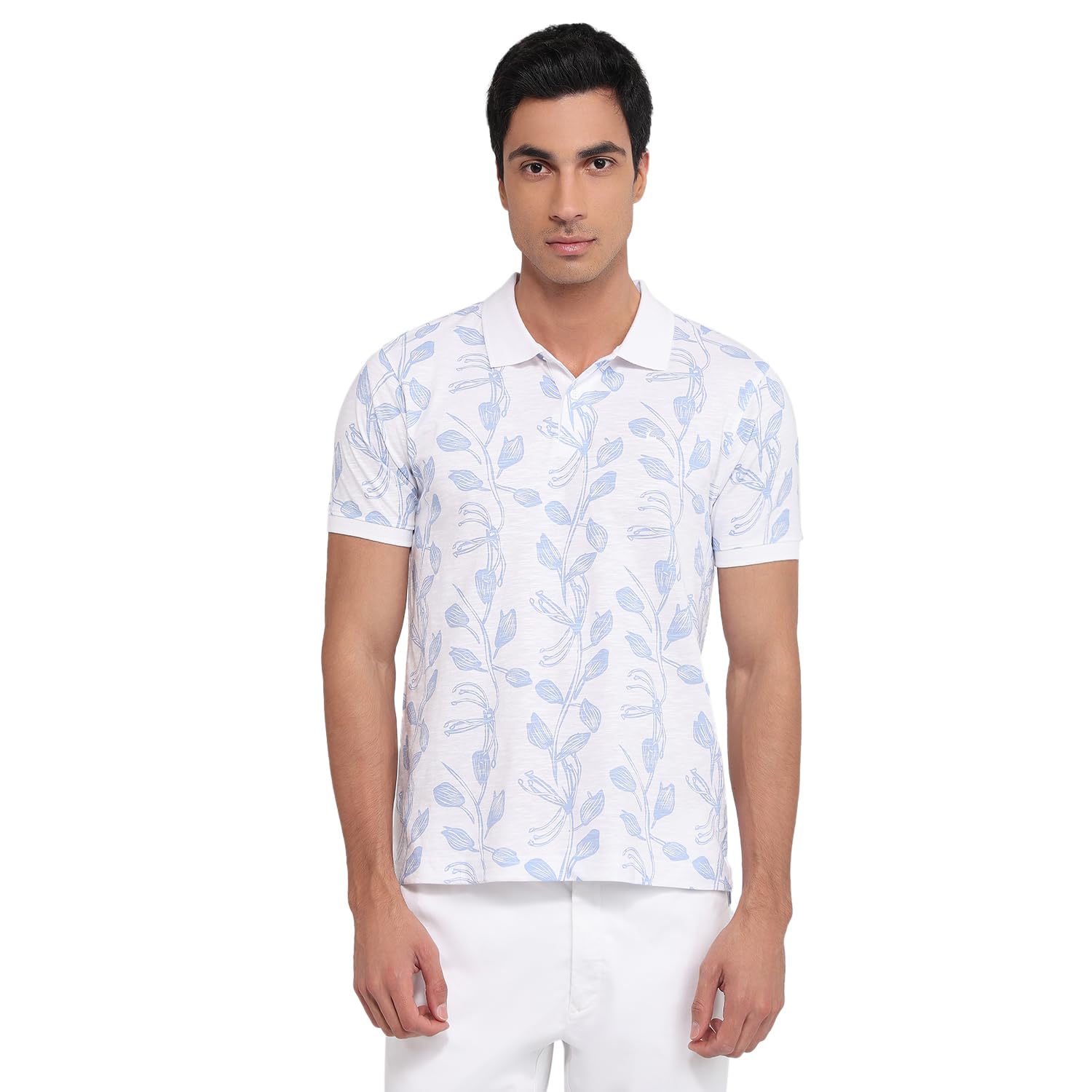 Men Regular Fit Print Pattern Pure Cotton Half Sleeve Polo Neck Loungewear T-Shirt-image-43