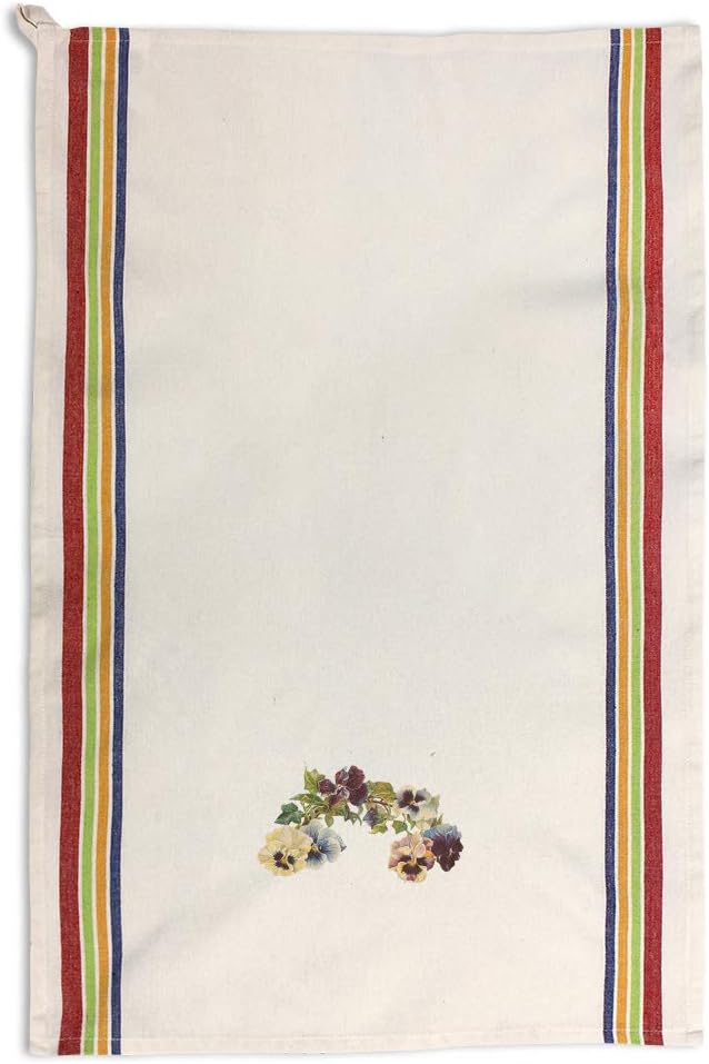 Custom Decor Kitchen Towels Pansies Vintage Look Botanical & Flowers Botanical & Flowers Flowers Cleaning Supplies Dish Towels Multi Stripe Design Only