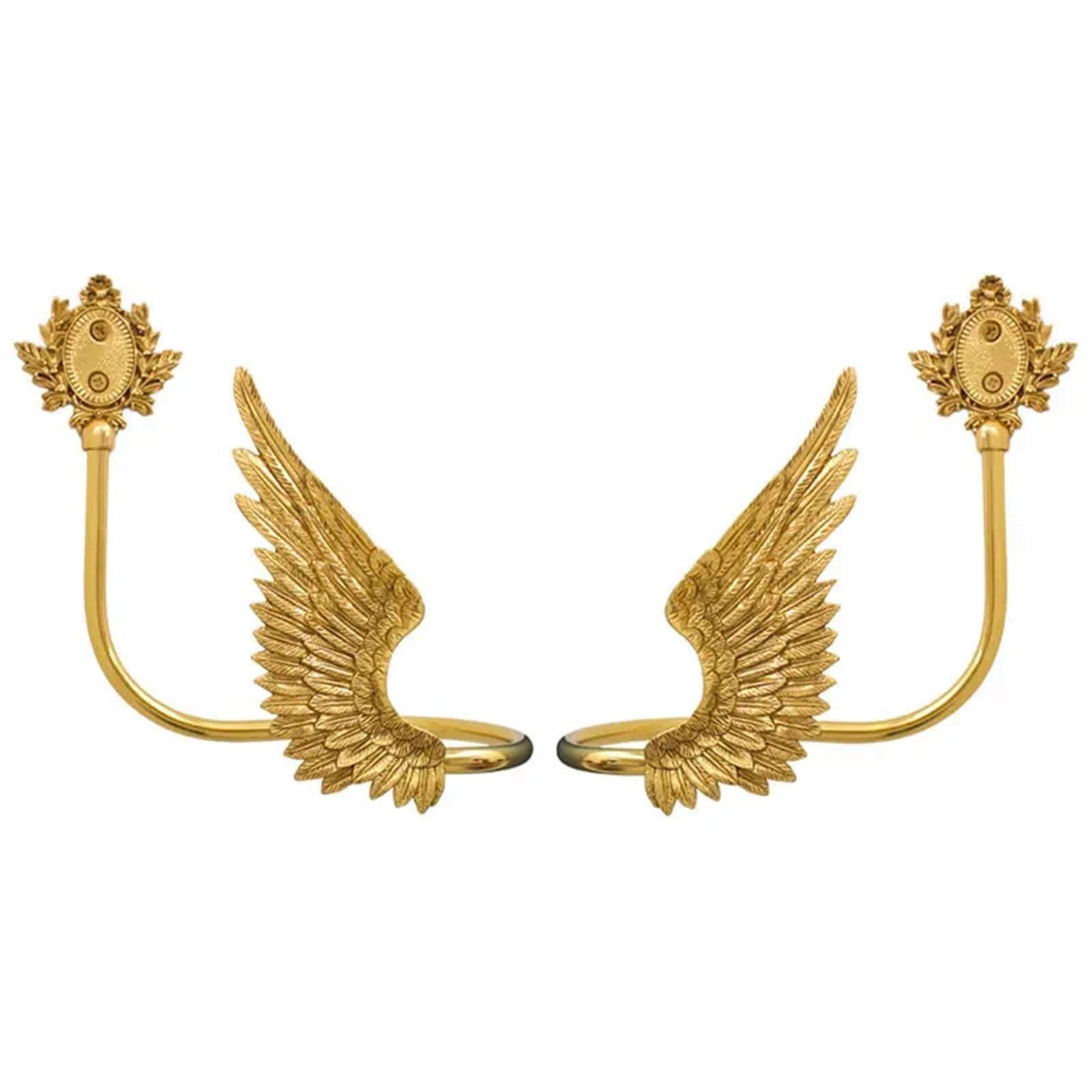 Brass Curtain Tieback Hook Creative Angel Wings Brass Pure Copper Curtain Hook Decorative Retro Wall(Pair of wings)