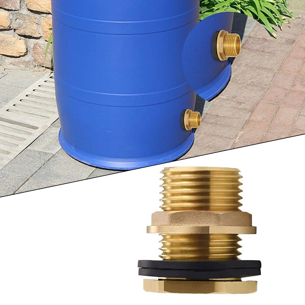 QOXEZY Schott-Tankarmatur aus massivem Messing – schweißfreier 1,27 cm Inneneinlass / 1,9 cm Außenauslassanschluss für Wasserspeicher, Schläuche und Rohrverschraubungen