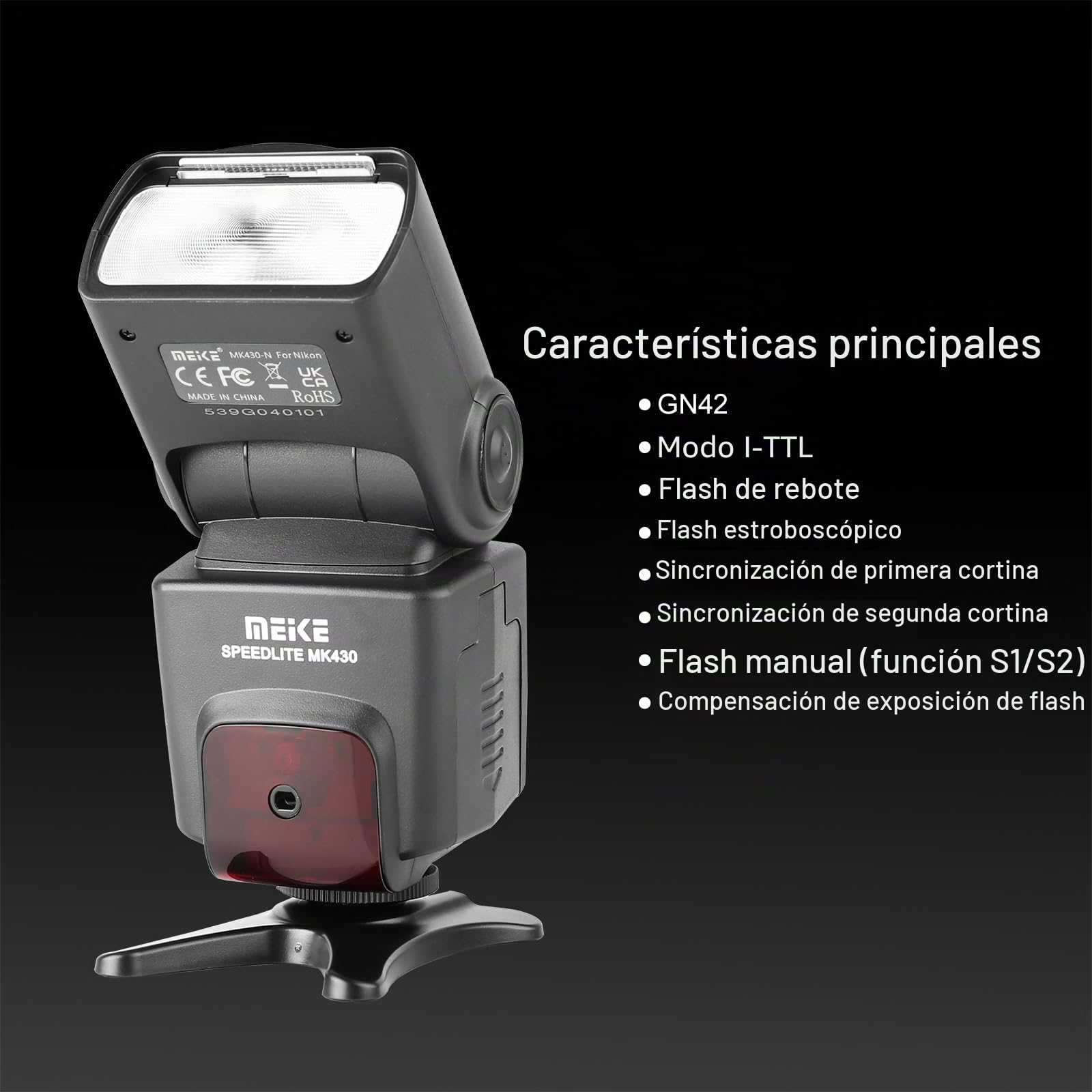 Meike MK430 TTL Flash Speedlite Compatible con Nikon D7100 D5300 D5200 D3500 D3100 D600 D800 D3200 D90 D80 D300 D7500 D780, etc.