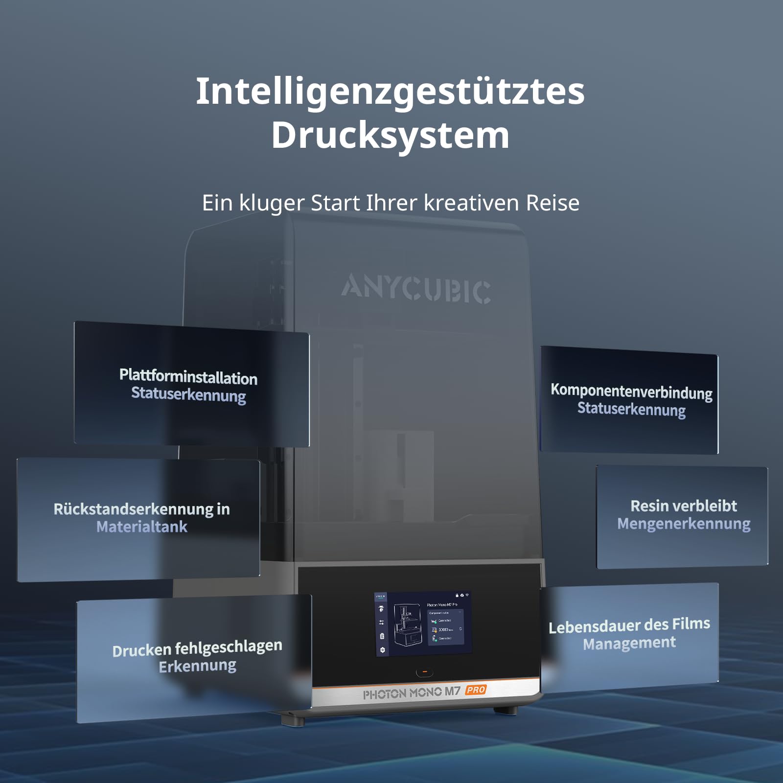 ANYCUBIC Photon Mono M7 Pro Resin 3D Drucker mit Airpure, mit 10,1 Zoll-14K-Bildschirm, mit 170 mm/h Hochgeschwindigkeit, COB-Lichtquelle, Leveling-Free, Rückstandserkennung, Druckgröße 223x126x230 mm