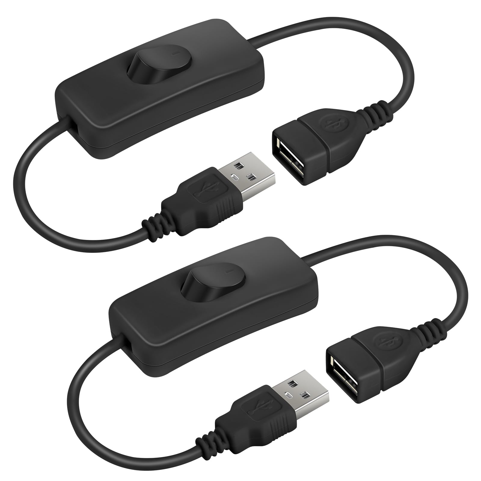 AXFEE 2 Stück USB Schalter Kabel 0.3m, USB-schalter-kabel mit Ein/Aus-schalter, für Fahrrekorder, LED-Schreibtischlampe, usb-Lüfter, Streifen(Schwarz)