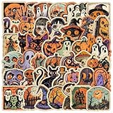 ヴィンテージハロウィンステッカー 50枚、ウォーターボトル、ノートパソコン、スケートボード、ヘルメット、ギターに最適なカラフルな防水ステッカー (ハロウィン)