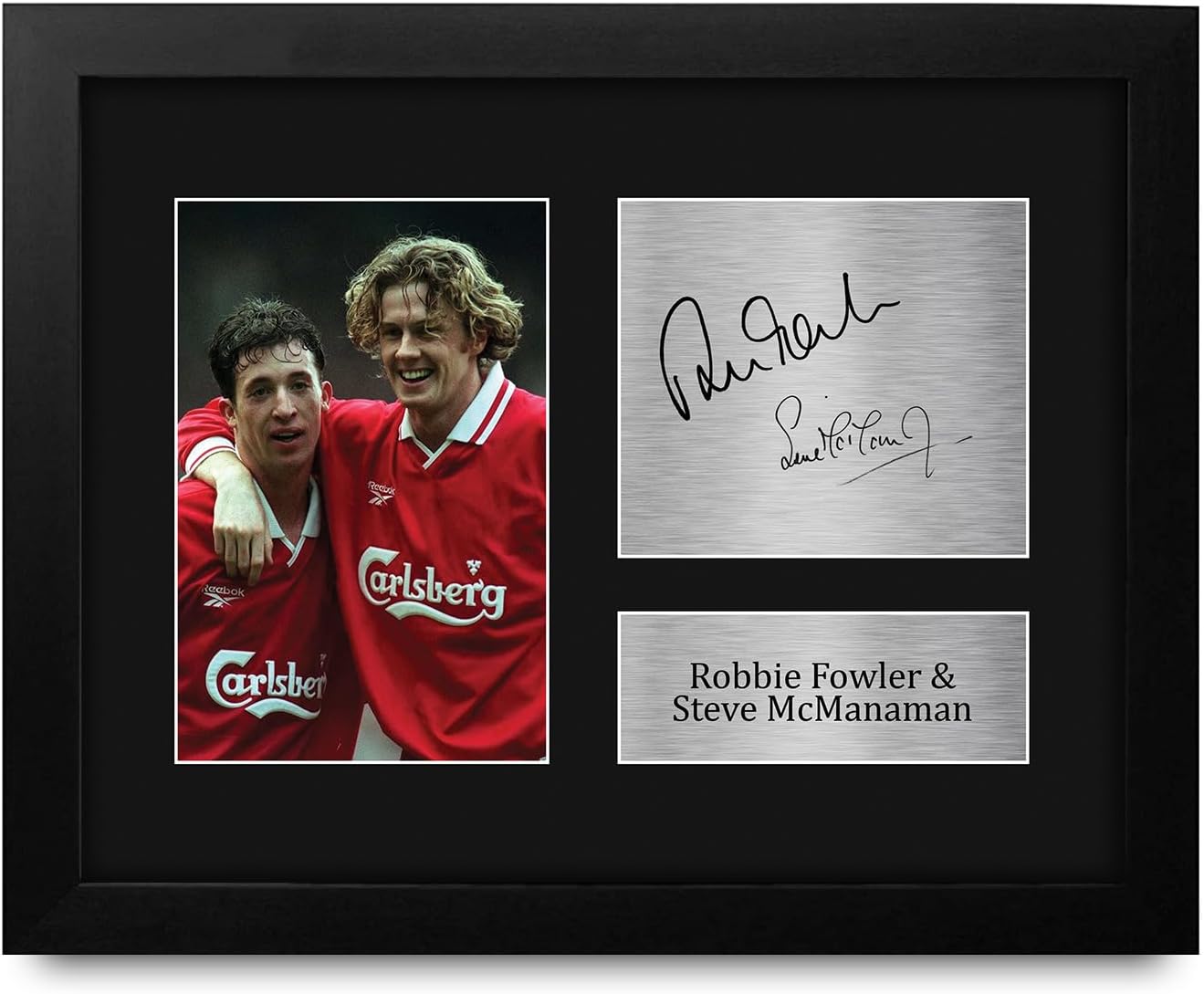 HWC Trading Robbie Fowler Steve McManaman Liverpool Gifts Printed Signed Autograph Picture for Soccer Fans and Supporters - US Letter Framed (ID-007875)