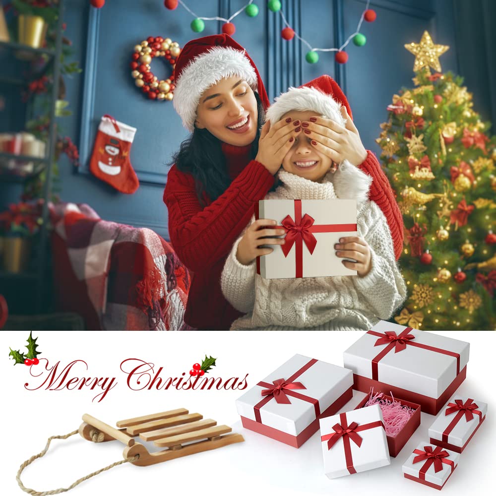 Coffret cadeau avec couvercles pour cadeaux, un ensemble de 5 boîtes pour cadeaux, coffrets cadeaux de luxe avec ruban pour toutes les occasions (rouge/blanc)
