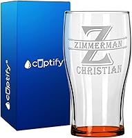 Vista 8 de Vaso de pub personalizado elaborado con nombre de círculo de 20 onzas, copas de cerveza grabadas con fondo azul con texto personalizado, regalo