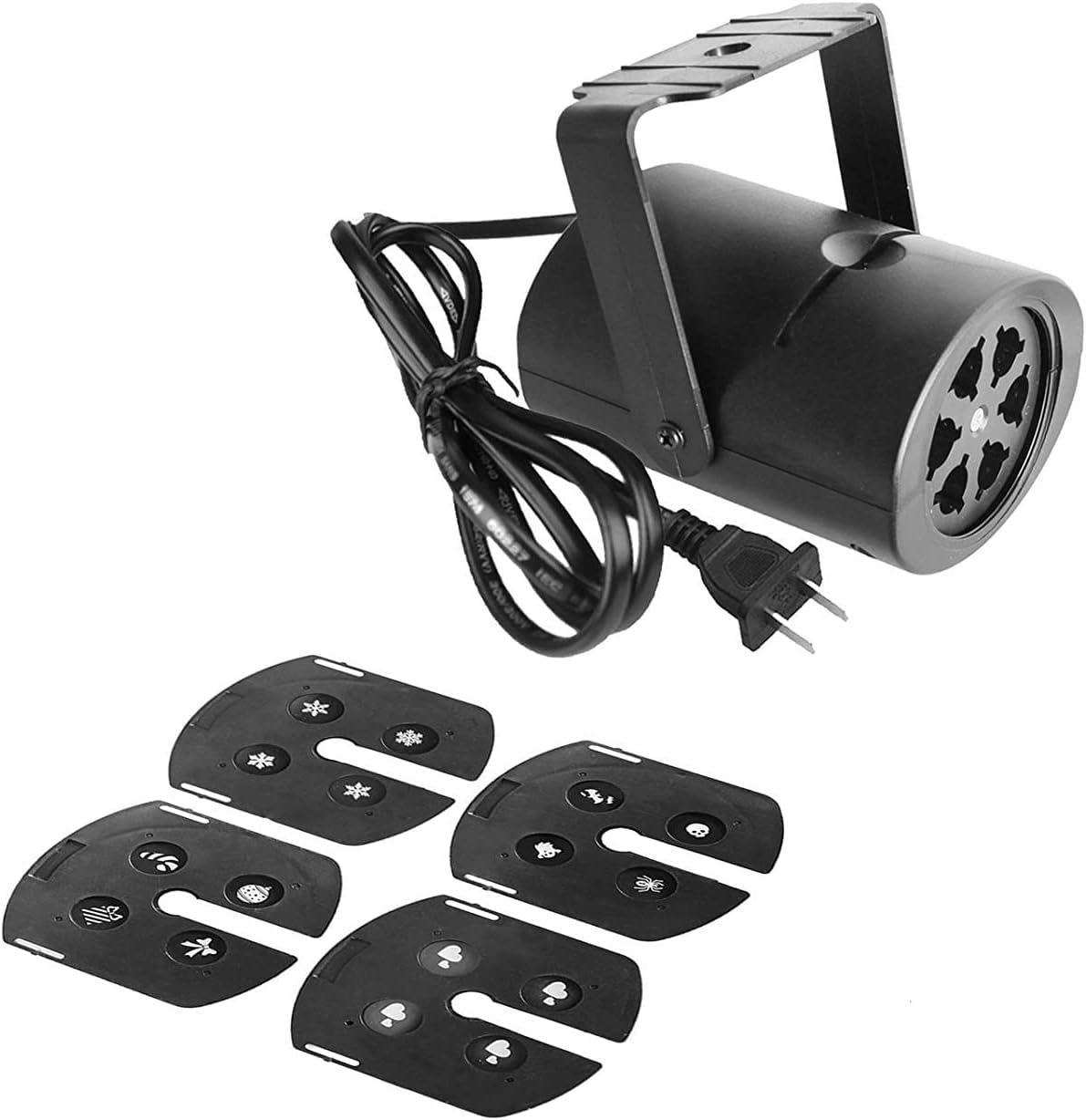LED GOBO Projector ~ Comes with 4 Changeable Gobos: Christmas, Snowflakes. Halloween and Hearts!