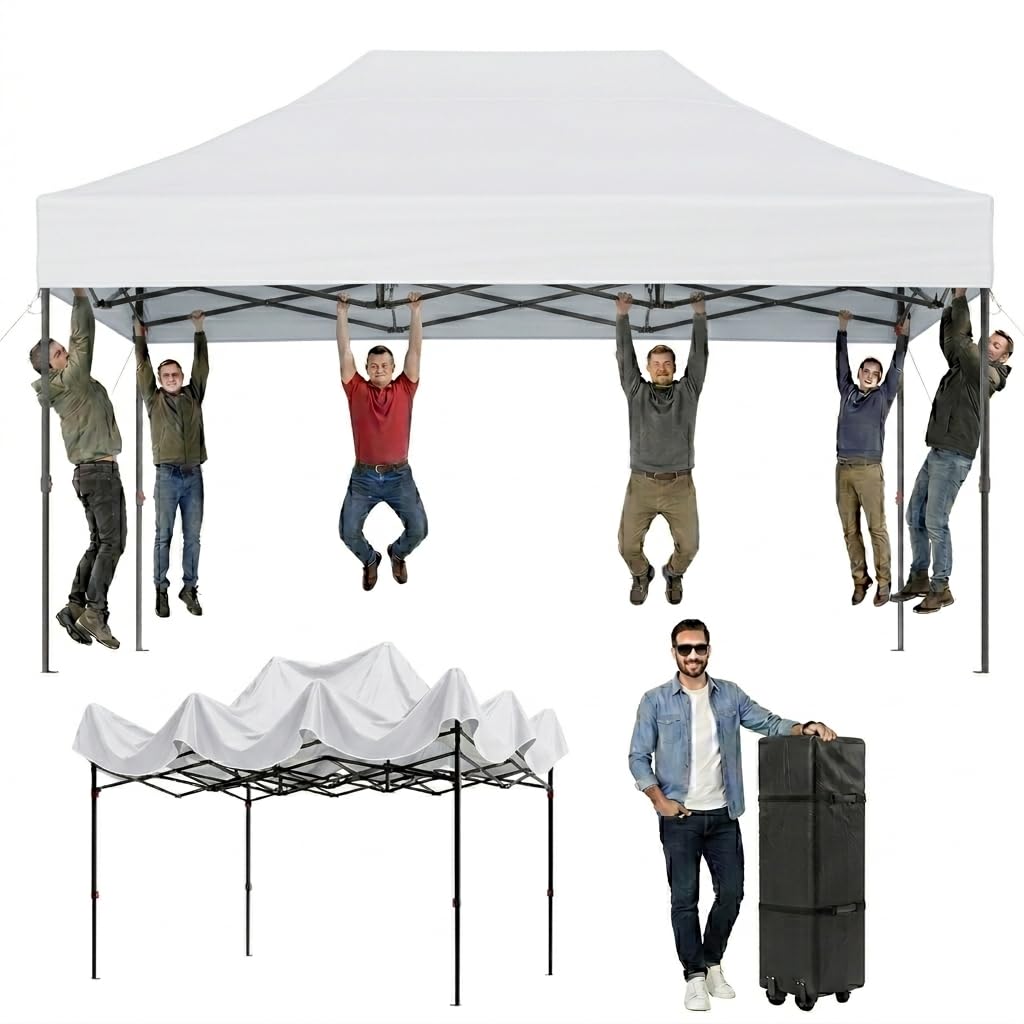 Aoxun Pop Up Gazebo 3 x 4.5m Waterproof Outdoor Canopy with Wheeled Carrybag,6 Weight Bags, 8 Stakes and 4 Ropes, Heavy Duty Instant Shelter for Garden Party BBQ, White โ image 1
