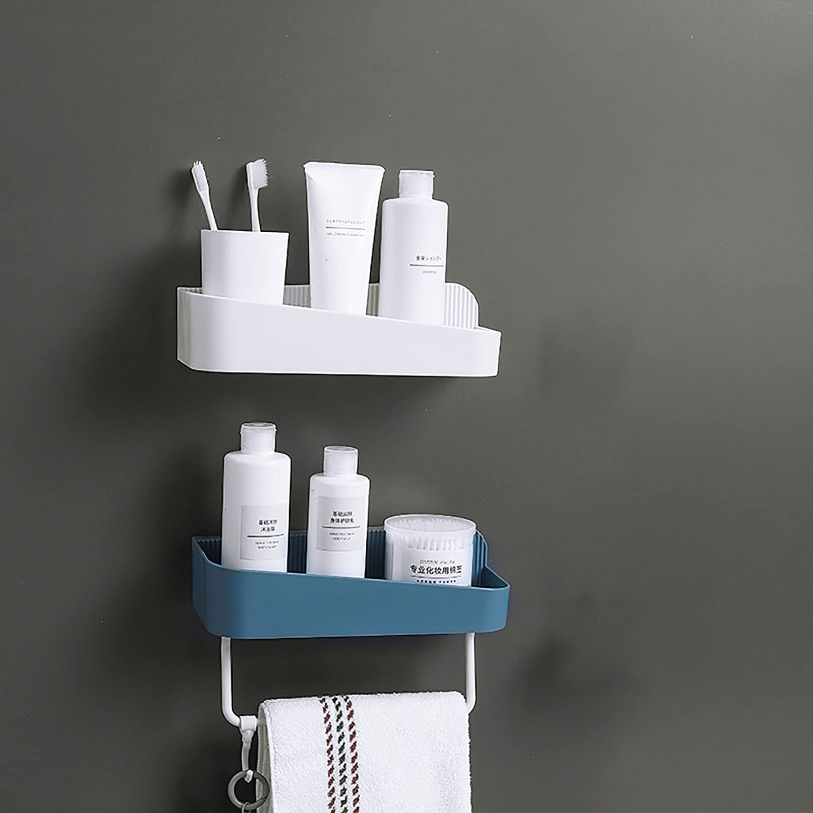 estantes de baño exquisitos Estante de baño montado en la Pared Estante de Almacenamiento de baño Estante de Ducha montado en la Pared Adhesivo para baño baño Cocina/Blanco