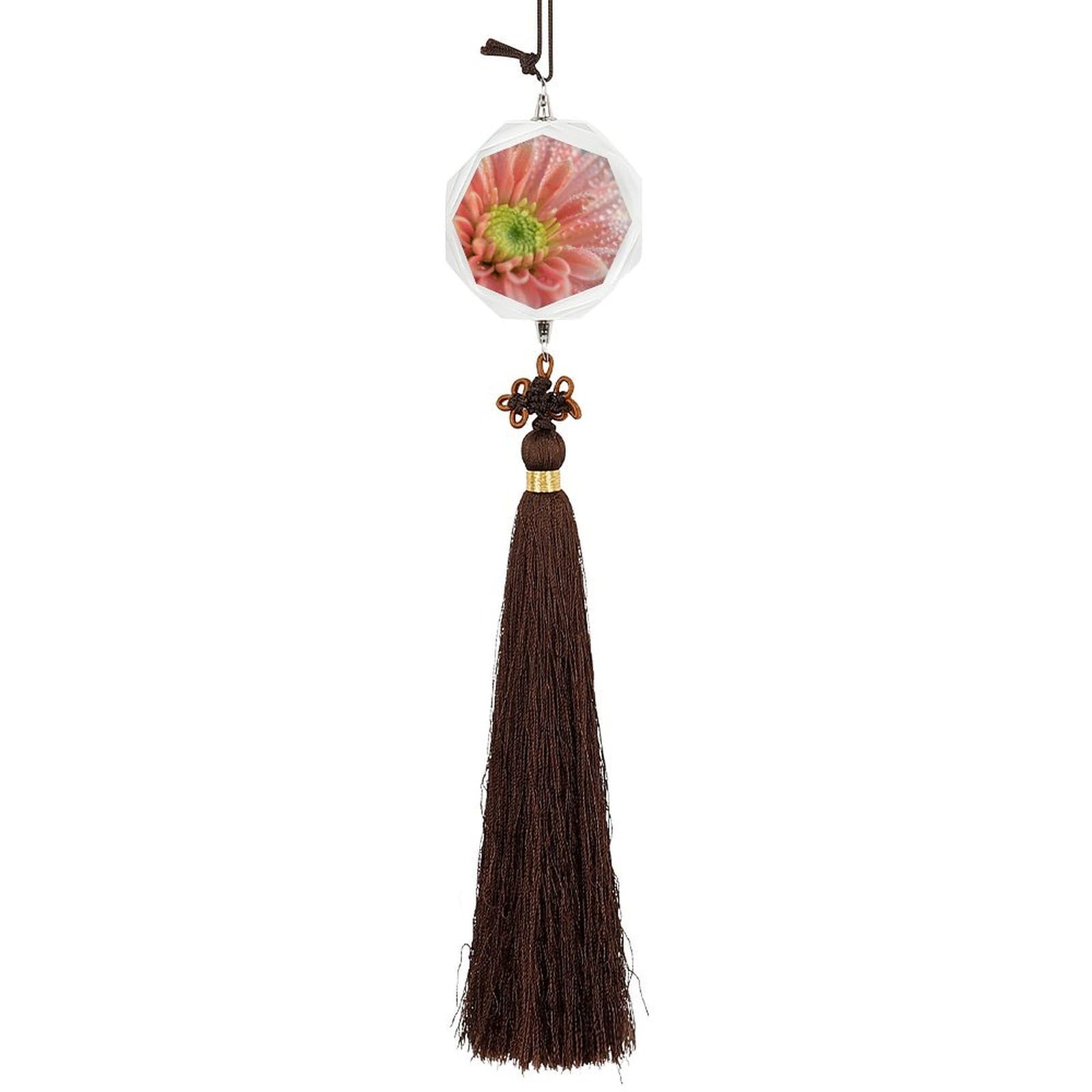 Crystal Car Pendant Charms Hexagon Crystal Rear View Mirror Charms Dew on Petals Auto Hanging Interior Ornament Pendant Car Interior Accessories for Women Men Auto Decor