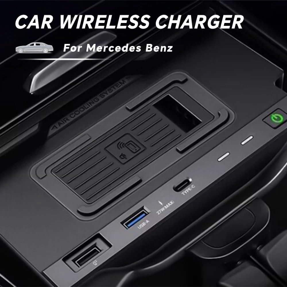 Chargeur de téléphone rapide de voiture adapté for Benz Mercedes W177 W188 W247 GLA CLA GLB 2019 – 2023, support de chargement sans fil for téléphone portable, contrôle central Usb