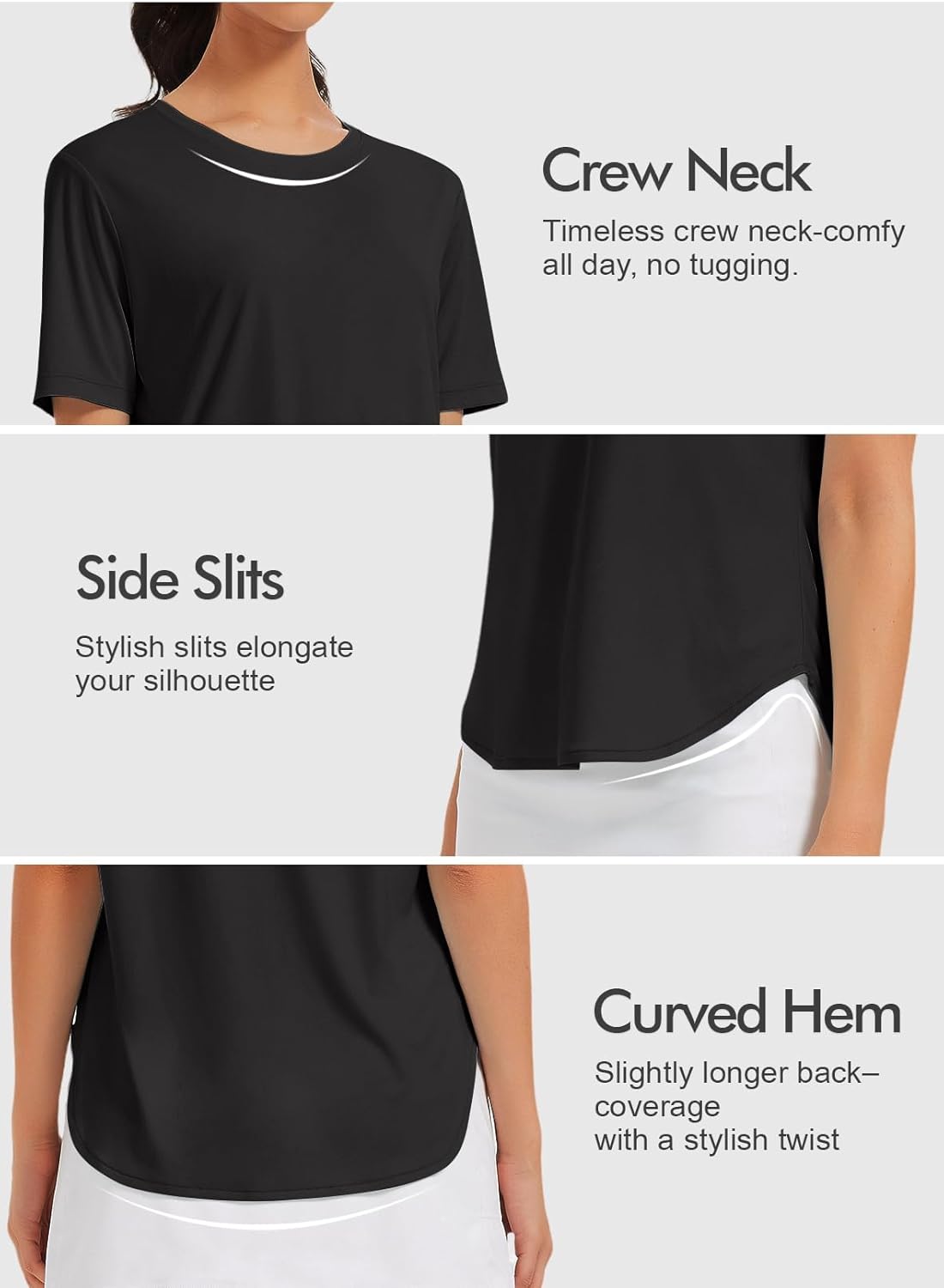 Hiverlay Workout Tops for Women UPF 50+ Short Sleeve Athletic Shirts with Side Slits - Image 4