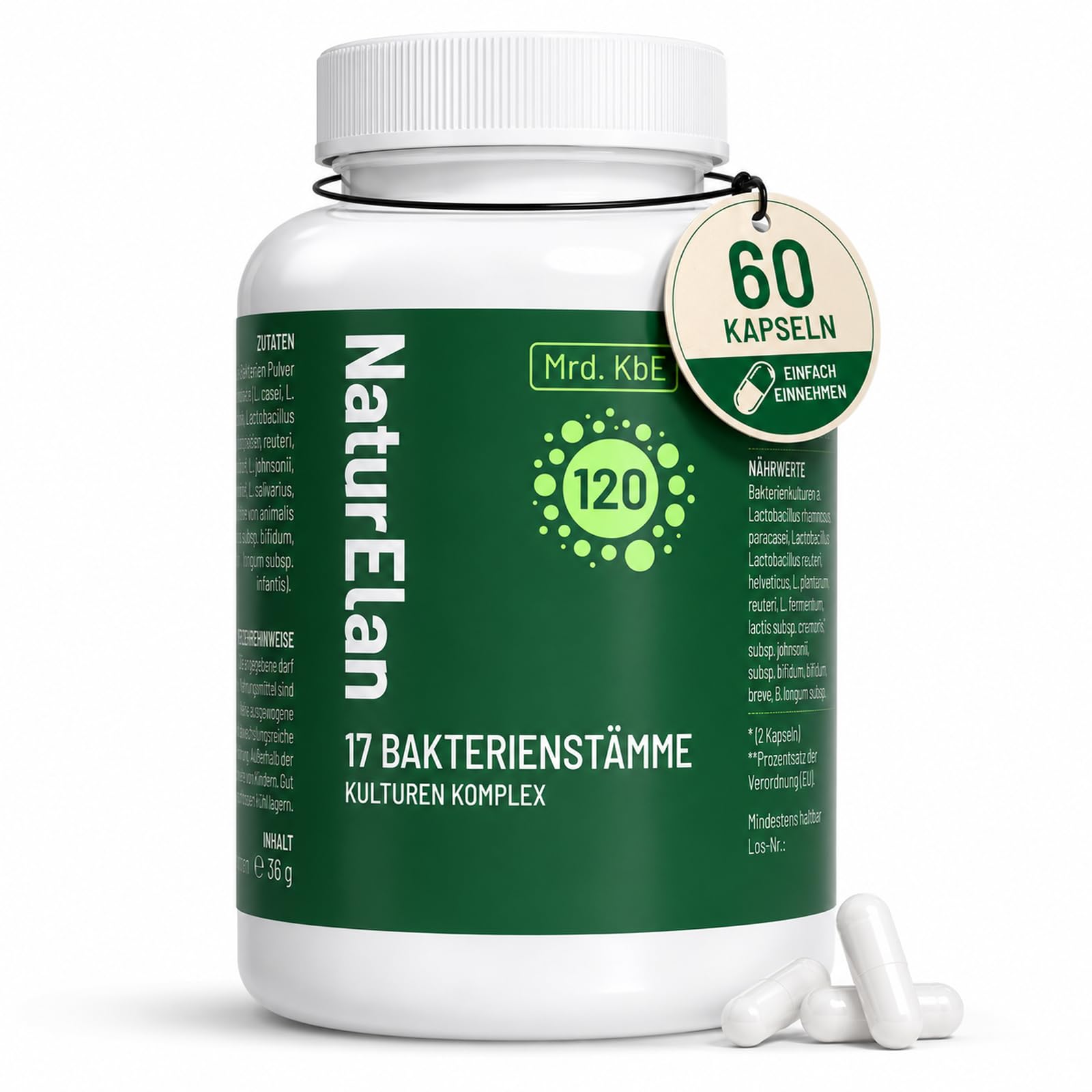 Probio Plus Kulturen Komplex [HOCHDOSIERT], 17 Bakterienstämme, 120 Mrd. KBE/Tagesdosis, mit Lactobacillus & Bifidobakterien, Non-GMO & Vegan, 60 Kapseln, Darmflora