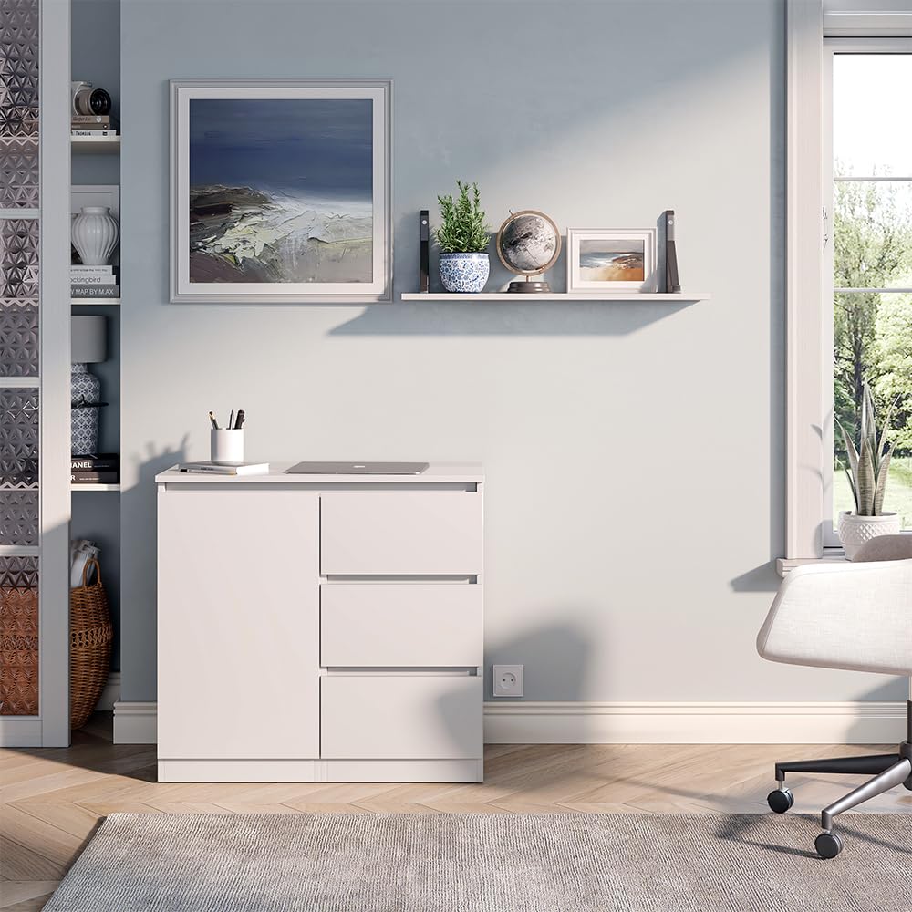 Vicco Cómoda con función Escritorio Varino, Blanco, 80 x 75.5 cm | extensible