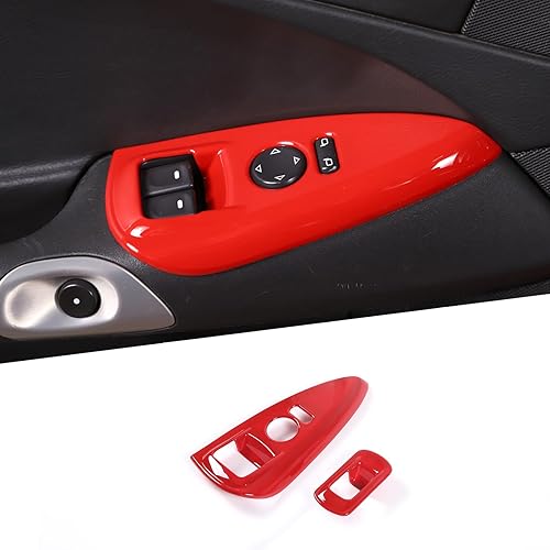 LLKUANG Cubierta de panel de botón de elevación de vidrio para ventana de automóvil, compatible con Chevrolet Corvette C6 2005-2013, accesorios