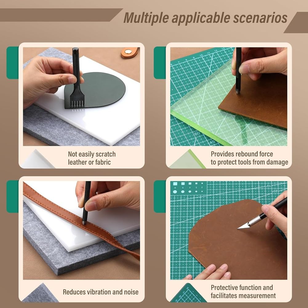 Alfombrilla Gruesa De Cuero Para Manualidades, Herramientas De Artesanía De Cuero Hechas A Mano, Tabla De Cortar Para Bricolaje, Almohadilla De Estampado De Goma, Almohadilla De Protección De