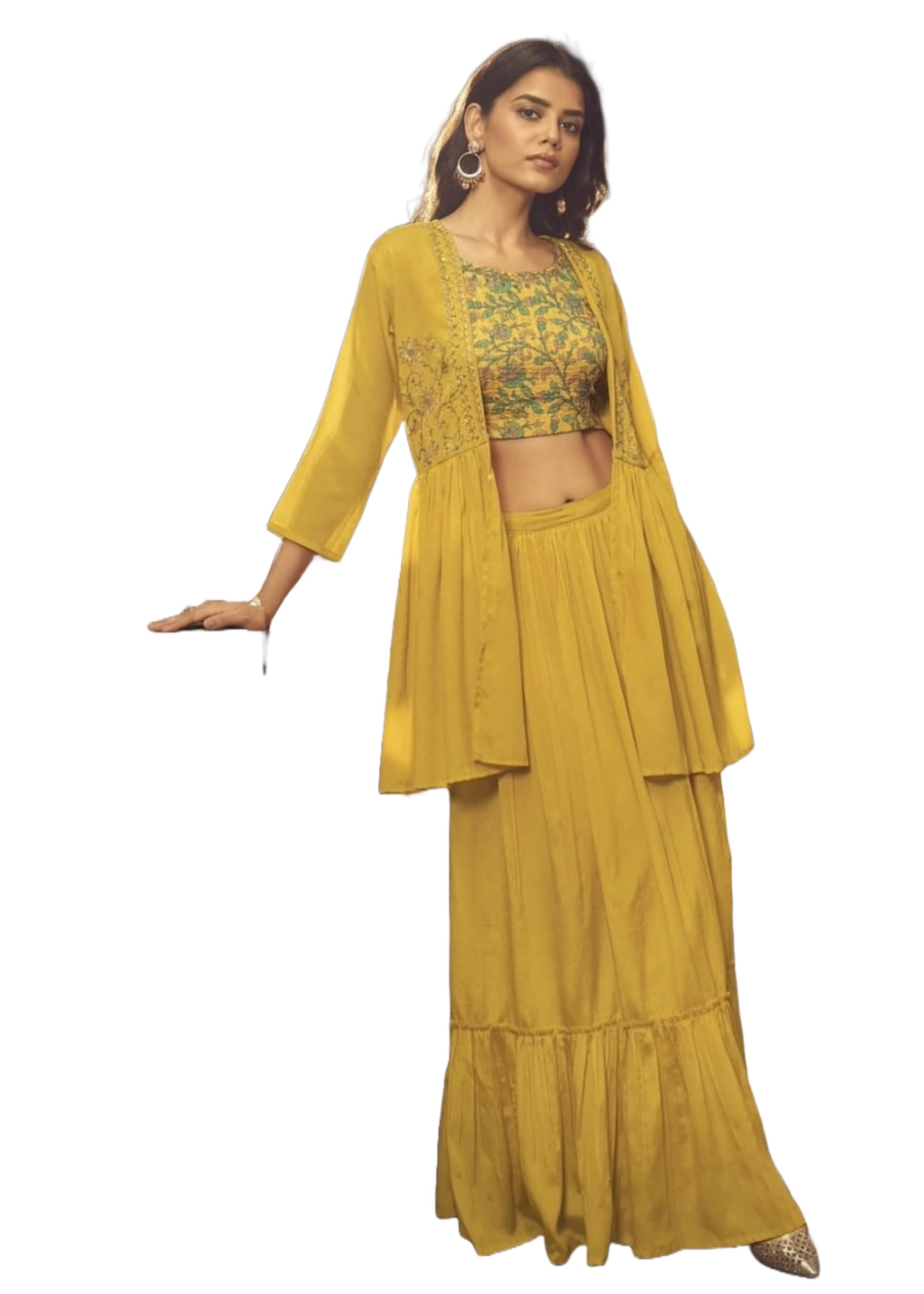 Shri Balaji Silk & Cotton Saree EmporiumDiwali Festival Designer Indo-Western Crop Top Skirt Shrug Women & Grls 2828