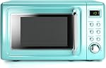 Four à micro-ondes rétro,Safeplus 0.7Cu.ft, comptoir 700W Micro-ondes avec plaque en acier laminé à froid 5 Défrostage micro-électrique & Fonction de cuisson automatique LED Afficher la platine en verre et la fenêtre de visionnement serrure enfant