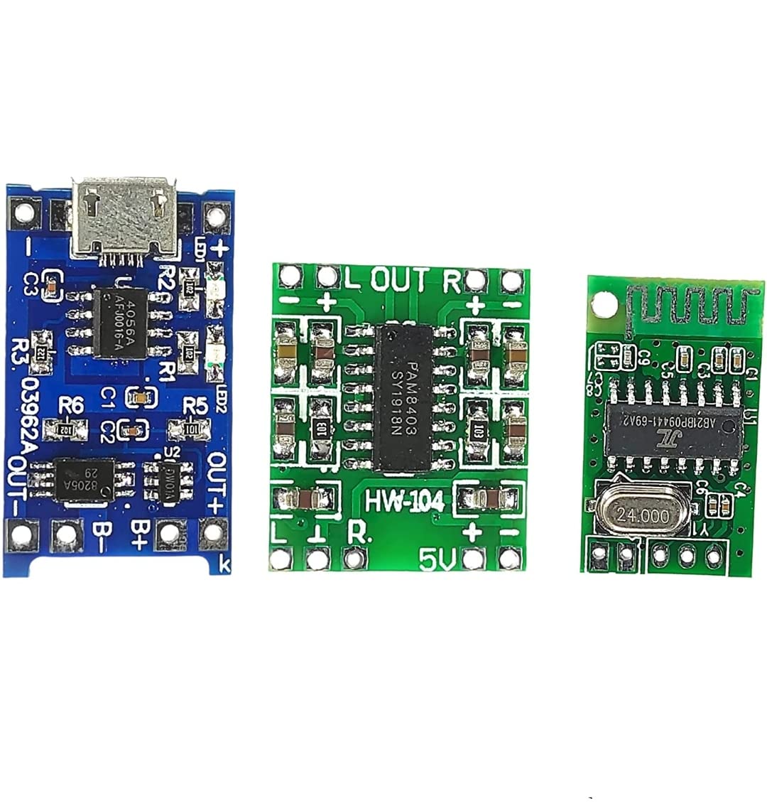 universal hub� combo of pam8403 with bluetooth stereo audio receiver and charger module with micro usb 5v 1a lithium battery charging converter�