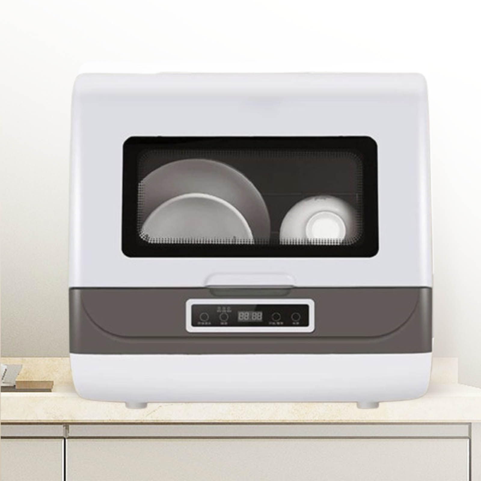 Lavavajillas de encimera de 800 W, 3 programas de Lavado, lavavajillas automático, rotación de 360°, Limpieza Profunda, Secado al Aire, para el hogar y Apartamentos pequeños,Gray