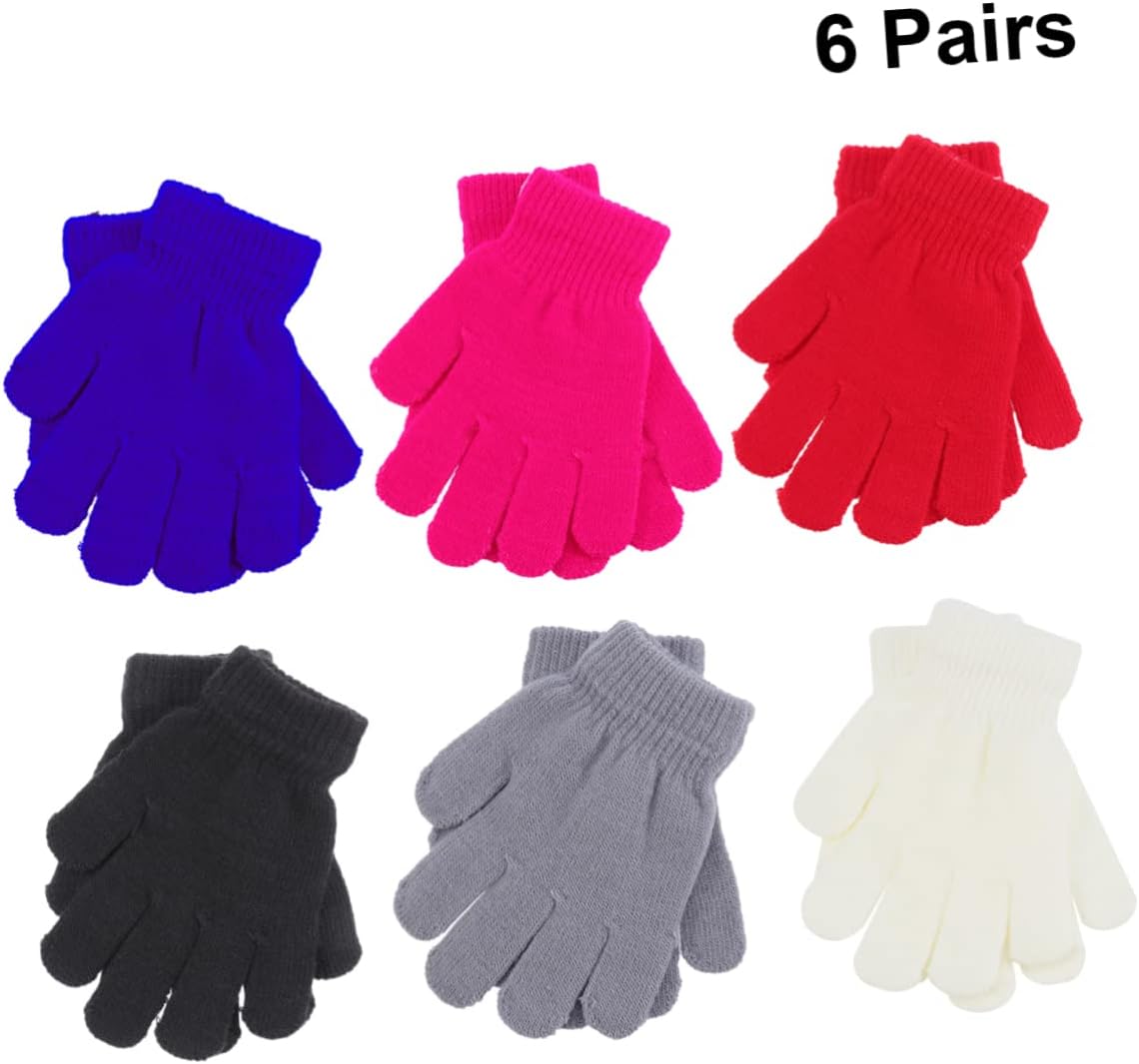NOLITOY 6Pairs Colorful Gloves for Cold Protection Warm Knitted Winter Gloves for Adorable Design Easy to Wear for Boys Random Color Selection