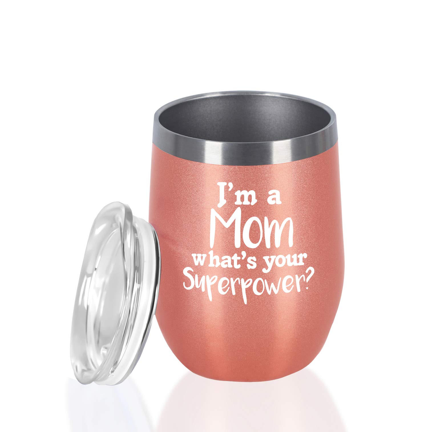 I'M A Mom What's Your Superpower Mom Wine Tumbler, Mom Gifts 12 Oz Wine Tumbler, Funny Mother's Day Gifts for Mom Mother In Law Mom To Be Grandma Her, Insulated Stainless Steel Wine Tumbler