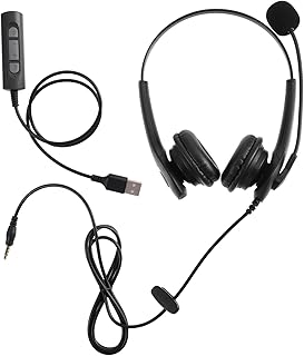 KICHOUSE 1Pc Fones De Ouvido Com Fio Com Cancelamento De Ruído Fone De Ouvido Para Laptop Fones De Ouvido Sobre A Orelha Com Cancelamento De Ruído Call Center Fones De Ouvido USB Fones De