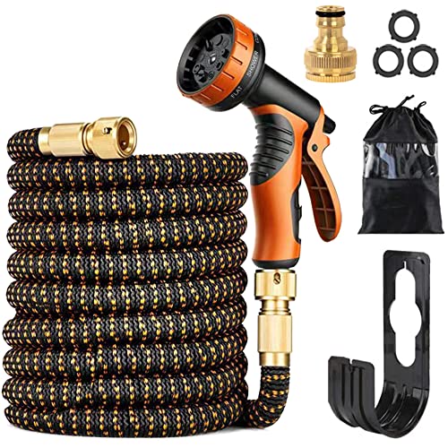 Expandable Garden Hose with 10 Modes Water Spray Gun,3/4'&1/2' Solid Brass Connectors, Durable 3450D...