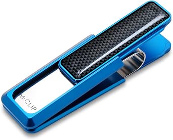 M-Clip Ultralight Money Clip for Men - Blue Anodized Aluminum - Slim Front Pocket Cash & Card Holder