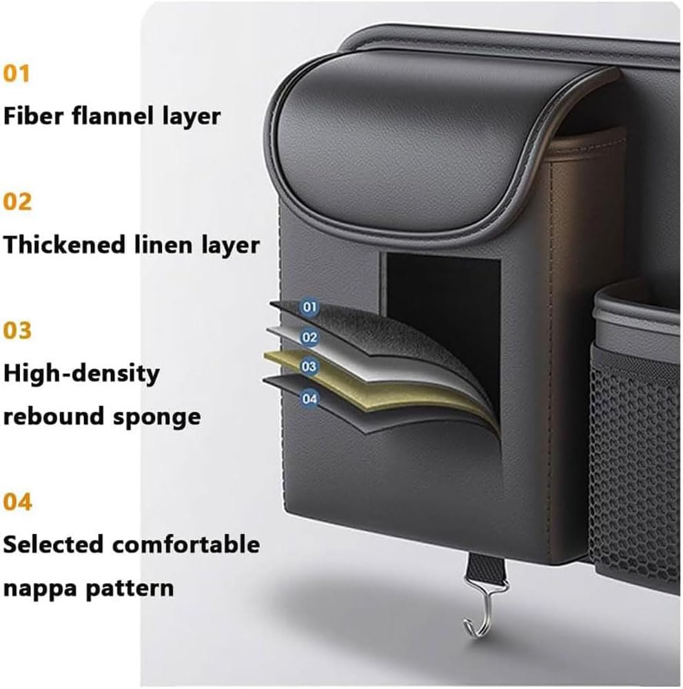 Organizador de Asiento Trasero de Coche para Citroen Jumpy e-Mehari, Impermeable Protector de Asiento Bolsa de Almacenamiento Coche Universal,A/Black