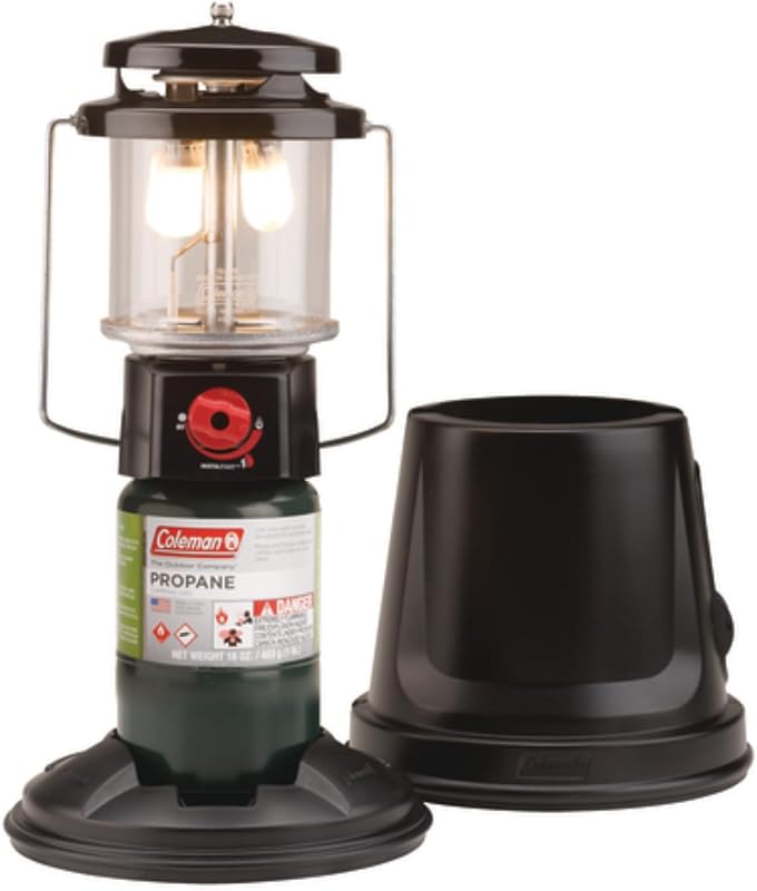 Coleman QuickPack Deluxe+ Linterna de gas de 1000 lúmenes con estuche de transporte, linterna de propano con iluminación automática y brillo ajustable, ideal para acampar, cortes de energía, iluminación exterior y más